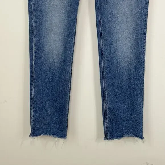 J. Crew Full Length Classic Straight Jeans Size 27 Blue High Rise Raw Hem - Picture 4 of 12